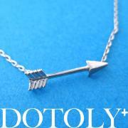 Small Arrow Feather Arrowhead Charm Necklace in Sterling Silver