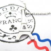 Paris France Eiffel Tower Travel Necklace in Sterling Silver