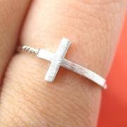 Simple Cross Shaped Ring in Sterling Silver - Size 6 ONLY
