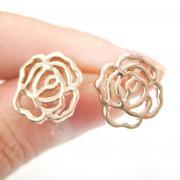 Cute Floral Cut Out Rose Shaped Stud Earrings in Rose Gold