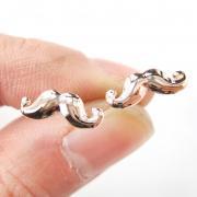 Classic Handlebar Moustache Shaped Small Stud Earrings in Rose Gold