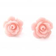 Small Floral Rose Resin Stud Earrings in Pale Pink