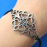 Floral Art Nouveau Inspired Charm Bracelet in Silver