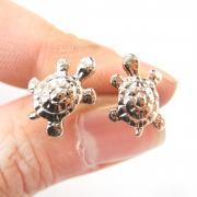 Cute Turtle Tortoise Sea Animal Stud Earrings in Rose Gold