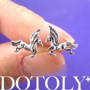 Small Unicorn Horse Animal Stud Earrings in Sterling Silver