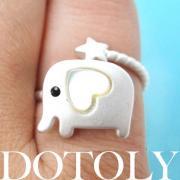 Elephant Animal Wrap Ring in Silver with Heart Shaped Ears Size 7 ONLY