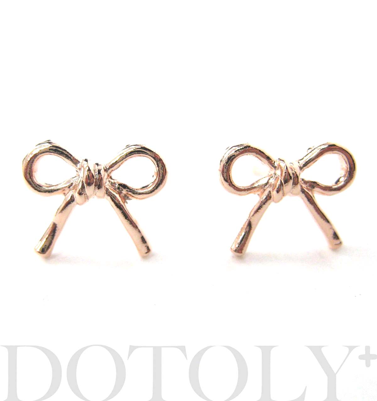 Simple Bow Tie Ribbon Knot Shaped Stud Earrings In Light Gold on Luulla