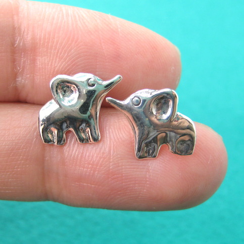 stud elephant earrings animal cute sterling silver