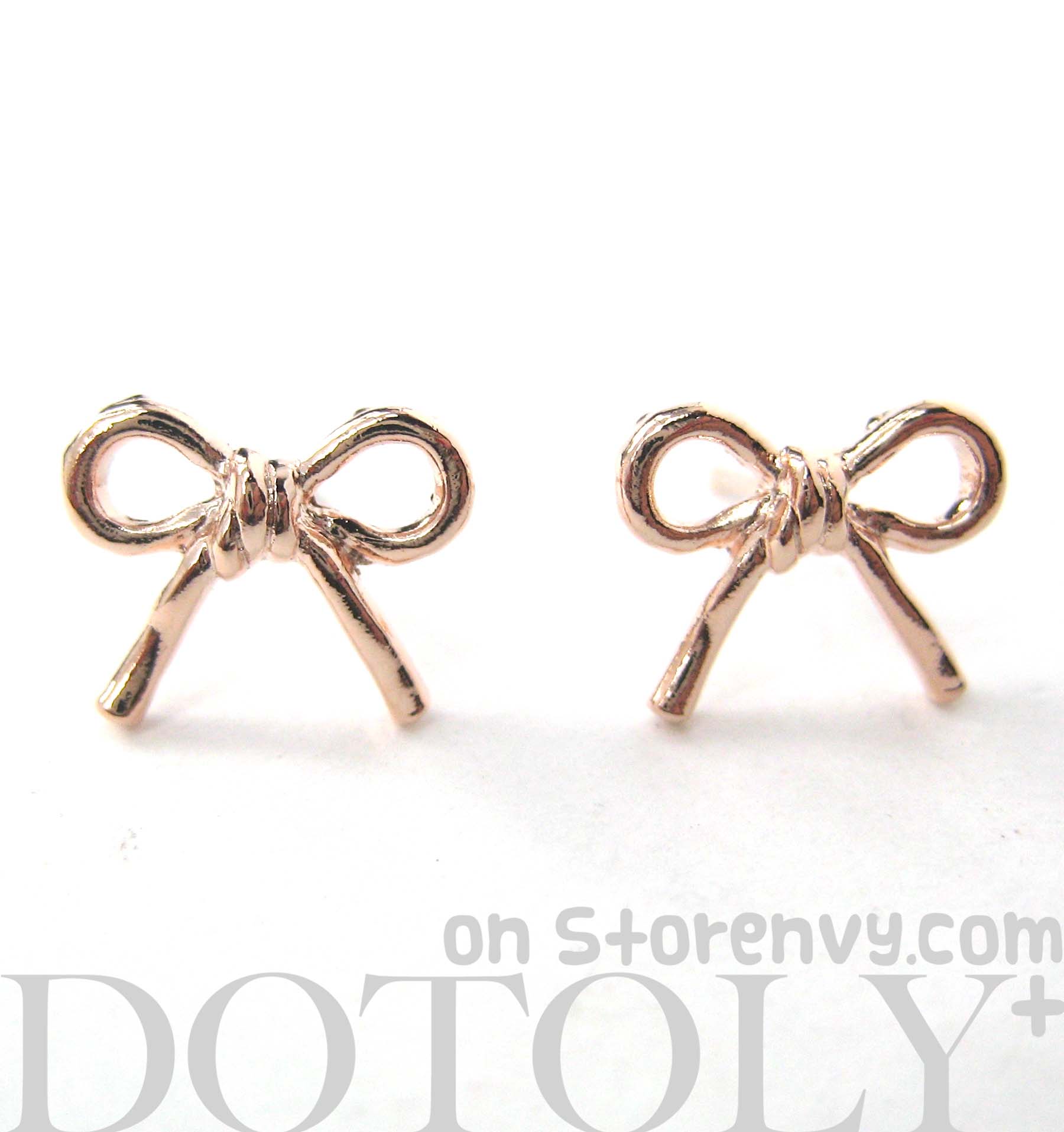 Simple Bow Tie Ribbon Knot Shaped Stud Earrings In Light Gold on Luulla