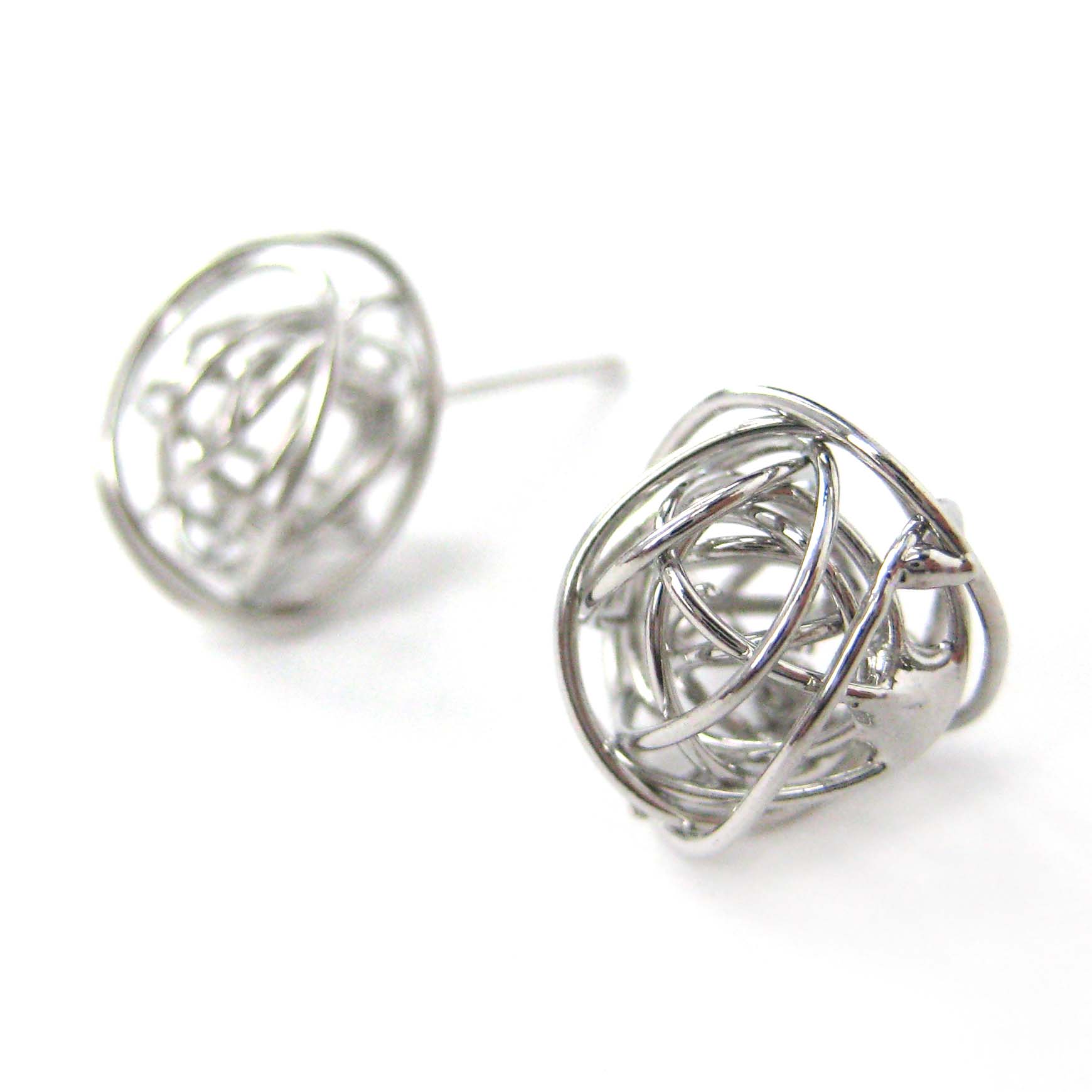 Wire Wrapped Round Stud Earrings In Silver on Luulla
